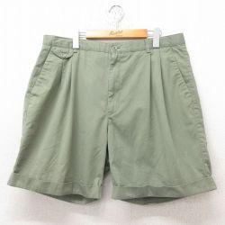W37★古着 ショート パンツ ショーツ メンズ 緑 グリーン 25jun16 中古 ボトムス 短パン ショーパン ハーフ