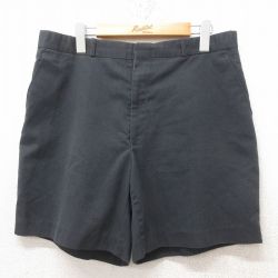 W34★古着 ショート スラックス パンツ ショーツ メンズ 80年代 80s カナダ製 黒 ブラック 25jun16 中古 ボトムス 短パン ショーパン