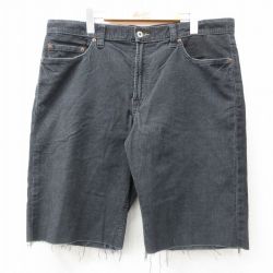 W37★古着 ラッキーブランド Lucky Brand ショート コーデュロイ パンツ ショーツ メンズ 90年代 90s コットン 黒 ブラック 25jun17 中古 ボトムス 短パン ショーパン