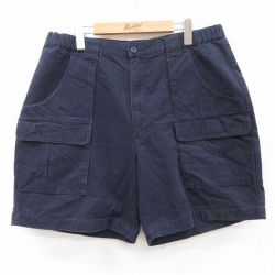 W36★古着 ショート ブッシュ パンツ ショーツ メンズ SAVANE ダック地 コットン 紺 ネイビー 25jun17 中古 ボトムス 短パン ショーパン