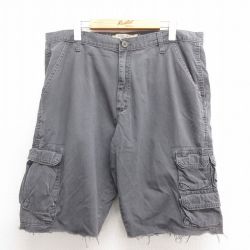 W36★古着 ラングラー Wrangler ショート カーゴ パンツ ショーツ メンズ コットン グレー 25jun17 中古 ボトムス 短パン ショーパン
