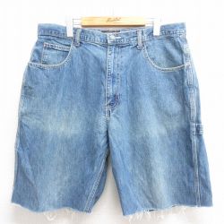 W36★古着 アメリカンイーグル American Eagle ショート ペインター パンツ ショーツ メンズ 90年代 90s コットン 紺 ネイビー デニム 25jun17 中古 ボトムス 短パン ショーパン