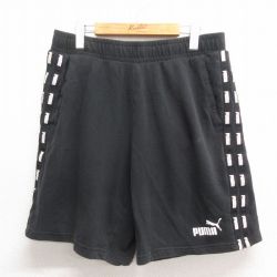 W33★古着 プーマ puma ショート スウェット パンツ ショーツ メンズ 黒 ブラック 25jun17 中古 ボトムス 短パン ショーパン