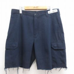 W33★古着 ショート ワーク カーゴ パンツ ショーツ メンズ CiNTAS 紺 ネイビー 25jun17 中古 ボトムス 短パン ショーパン