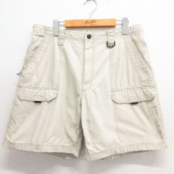 W36★古着 ラングラー Wrangler ショート パンツ ショーツ メンズ ダック地 コットン 薄ベージュ カーキ 25jun17 中古 ボトムス 短パン ショーパン ハーフ