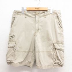 W35★古着 ショート カーゴ パンツ ショーツ メンズ 薄ベージュ カーキ 25jun18 中古 ボトムス 短パン ショーパン