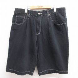 W38★古着 ユニオンベイ ショート パンツ ショーツ メンズ 00年代 00s コットン 黒 ブラック デニム 【spe】 25jun18 中古 ボトムス 短パン ショーパン ハーフ