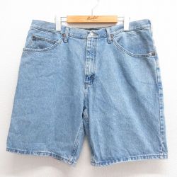 W37★古着 リー Lee ショート パンツ ショーツ メンズ コットン 紺 ネイビー デニム 25jun18 中古 ボトムス 短パン ショーパン ハーフ