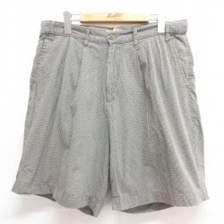 W34★古着 ショート パンツ ショーツ メンズ 00年代 00s コットン グレー チェック 25jun18 中古 ボトムス 短パン ショーパン ハーフ