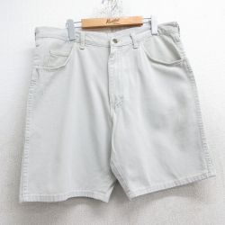【20%OFF】W36★古着 ラングラー Wrangler ショート パンツ ショーツ メンズ 00年代 00s 薄ベージュ カーキ デニム 【spe】 25jun18 中古 ボトムス 短パン ショーパン ハーフ