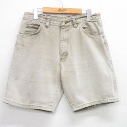 【20%OFF】W32★古着 ラングラー Wrangler ショート パンツ ショーツ メンズ 90年代 90s ヒゲ コットン USA製 ベージュ カーキ デニム 【spe】 25jun19 中古 ボトムス 短パン ショーパン ハーフ