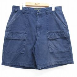 W34★古着 エディーバウアー ショート ブッシュ パンツ ショーツ メンズ コットン 紺 ネイビー 25jun19 中古 ボトムス 短パン ショーパン