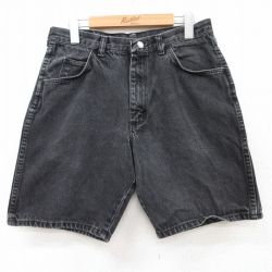 W32★古着 ラングラー Wrangler ショート パンツ ショーツ メンズ 00年代 00s コットン 黒 ブラック デニム 25jun18 中古 ボトムス 短パン ショーパン ハーフ
