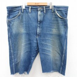 【20%OFF】W48★古着 ラスラー ショート パンツ ショーツ メンズ 90年代 90s ヒゲ 大きいサイズ コットン USA製 紺 ネイビー デニム 【spe】 25jun18 中古 ボトムス 短パン ショーパン ハーフ