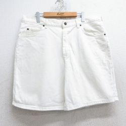 W38★古着 ショート パンツ ショーツ メンズ 90年代 90s USA製 白 ホワイト デニム 25jun19 中古 ボトムス 短パン ショーパン ハーフ