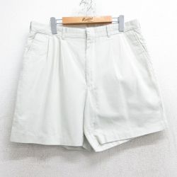 W35★古着 ショート パンツ ショーツ メンズ 80年代 80s USA製 タロン 薄ベージュ カーキ 25jun19 中古 ボトムス 短パン ショーパン ハーフ