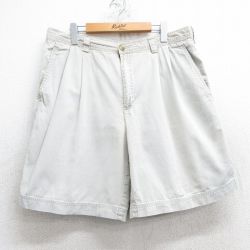 W36★古着 ランズエンド ショート パンツ ショーツ メンズ 00年代 00s コットン 薄ベージュ カーキ 25jun19 中古 ボトムス 短パン ショーパン ハーフ