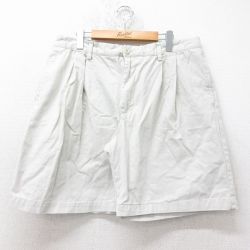 【20%OFF】W37★古着 IZOD ショート パンツ ショーツ メンズ コットン 薄ベージュ カーキ 25jun20 中古 ボトムス 短パン ショーパン ハーフ