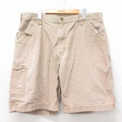 W40★古着 カーハート Carhartt ショート ペインター パンツ ショーツ メンズ 大きいサイズ コットン ベージュ カーキ 25jun20 中古 ボトムス 短パン ショーパン