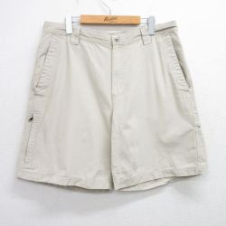 W36★古着 コロンビア COLUMBIA ショート パンツ ショーツ メンズ オムニシールド ダック地 コットン 薄ベージュ カーキ 25jun21 中古 ボトムス 短パン ショーパン ハーフ