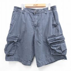 W33★古着 エアロポステール AEROPOSTALE ショート カーゴ パンツ ショーツ メンズ リップストップ コットン 濃グレー 25jun23 中古 ボトムス 短パン ショーパン
