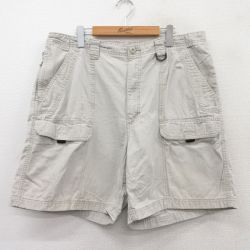 W38★古着 ラングラー Wrangler ショート ブッシュ パンツ ショーツ メンズ ダック地 コットン 薄グレー系 25jun23 中古 ボトムス 短パン ショーパン