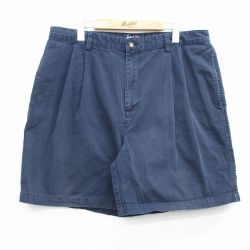 W38★古着 トミーヒルフィガー TOMMY HILFIGER ブランド ショート チノ パンツ ショーツ チノパン メンズ 90年代 90s ワンポイントロゴ コットン 紺 ネイビー 25jun23 中古 ボトムス 短パン ショーパン