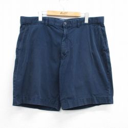 W40★古着 ラルフローレン Ralph Lauren ブランド ショート チノ パンツ ショーツ チノパン メンズ 90年代 90s ワンポイントロゴ 大きいサイズ コットン 紺 ネイビー 25jun23 中古 ボトムス 短パン ショーパン