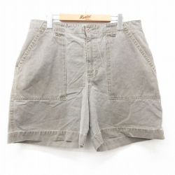 【50%OFF】W36★古着 ショート ベイカー パンツ ショーツ メンズ 00年代 00s コットン 濃ベージュ系 カーキ 25jun23 中古 ボトムス 短パン ショーパン