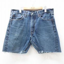 【50%OFF】W36★古着 リーバイス Levis 505 ショート パンツ ショーツ メンズ コットン 紺 ネイビー デニム 25jun23 中古 ボトムス 短パン ショーパン ハーフ