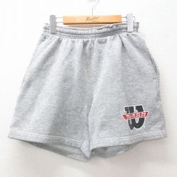 W32★古着 ウィルソン ショート スウェット パンツ ショーツ メンズ 90年代 90s ワンポイントロゴ USA製 グレー 霜降り 25jun23 中古 ボトムス 短パン ショーパン