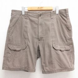 【20%OFF】W36★古着 ショート ベイカー パンツ ショーツ メンズ ダック地 濃茶 ブラウン 25jun24 中古 ボトムス 短パン ショーパン