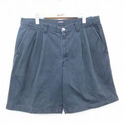 W36★古着 ショート パンツ ショーツ メンズ コットン 濃紺 ネイビー 25jun25 中古 ボトムス 短パン ショーパン ハーフ