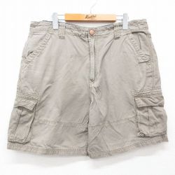 W37★古着 ショート カーゴ パンツ ショーツ メンズ コットン 濃ベージュ カーキ 25jun25 中古 ボトムス 短パン ショーパン