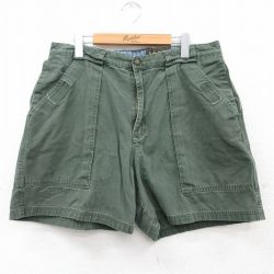 W36★古着 ティンバーランド ショート ベイカー パンツ ショーツ メンズ 90年代 90s ダック地 コットン 濃緑 グリーン 【spe】 25jun25 中古 ボトムス 短パン ショーパン