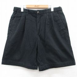 W36★古着 ショート パンツ ショーツ メンズ コットン 黒 ブラック 25jun25 中古 ボトムス 短パン ショーパン ハーフ