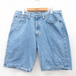 W36★古着 ラングラー Wrangler ショート パンツ ショーツ メンズ コットン 紺 ネイビー デニム 25jun25 中古 ボトムス 短パン ショーパン ハーフ
