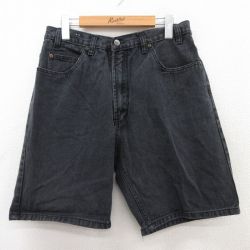 W31★古着 ルート66 ショート パンツ ショーツ メンズ 00年代 00s コットン 黒 ブラック デニム 25jun25 中古 ボトムス 短パン ショーパン ハーフ