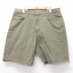 W36★古着 ラルフローレン Ralph Lauren ポロジーンズ ブランド ショート パンツ ショーツ メンズ コットン 緑系 グリーン 25jun26 中古 ボトムス 短パン ショーパン ハーフ
