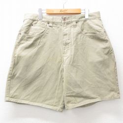 【50%OFF】W35★古着 ショート パンツ ショーツ メンズ コットン ベージュ カーキ 25jun27 中古 ボトムス 短パン ショーパン ハーフ