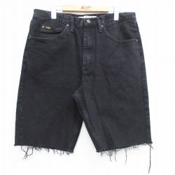 W35★古着 リー Lee ショート パンツ ショーツ メンズ コットン 黒 ブラック 【spe】 25jun28 中古 ボトムス 短パン ショーパン ハーフ