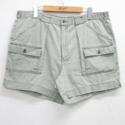 W38★古着 ショート ブッシュ パンツ ショーツ メンズ コットン 薄緑 グリーン 25jun28 中古 ボトムス 短パン ショーパン