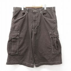 W40★古着 ラルフローレン Ralph Lauren ポロジーンズ ハーフ ブランド カーゴ パンツ ショーツ メンズ 大きいサイズ コットン こげ茶 ブラウン 【spe】 25jun30 中古 ボトムス 短パン ショーパン