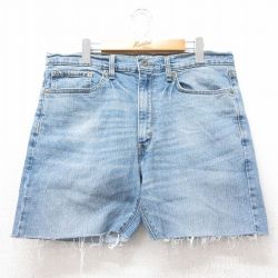 【20%OFF】W36★古着 リーバイス Levis 232 ショート パンツ ショーツ メンズ ヒゲ 紺 ネイビー デニム 25jun30 中古 ボトムス 短パン ショーパン ハーフ