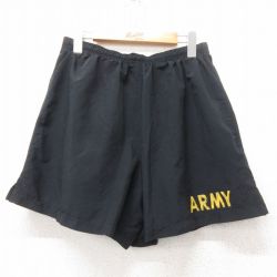 W32★古着 ショート ミリタリー トレーニング パンツ ショーツ メンズ アーミー ARMY 黒 ブラック 25jun30 中古 ボトムス 短パン ショーパン