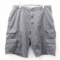 W37★古着 ラングラー Wrangler ショート カーゴ パンツ ショーツ メンズ コットン 濃グレー 25jun30 中古 ボトムス 短パン ショーパン
