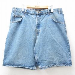 W38★古着 ショート パンツ ショーツ メンズ コットン 紺 ネイビー デニム 25jun30 中古 ボトムス 短パン ショーパン ハーフ