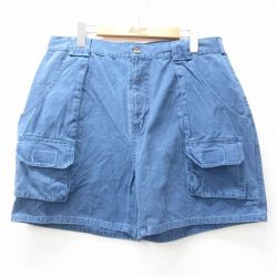 W33★古着 キャンパス ショート ブッシュ パンツ ショーツ メンズ コットン 紺 ネイビー 25jun30 中古 ボトムス 短パン ショーパン