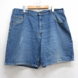 W39★古着 セントジョンズベイ ショート パンツ ショーツ メンズ 00年代 00s ヒゲ 大きいサイズ 紺 ネイビー デニム 25jul01 中古 ボトムス 短パン ショーパン ハーフ