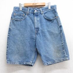 【20%OFF】W33★古着 リーバイス Levis 505 ショート パンツ ショーツ メンズ 00年代 00s ヒゲ コットン 紺 ネイビー デニム 25jul01 中古 ボトムス 短パン ショーパン ハーフ